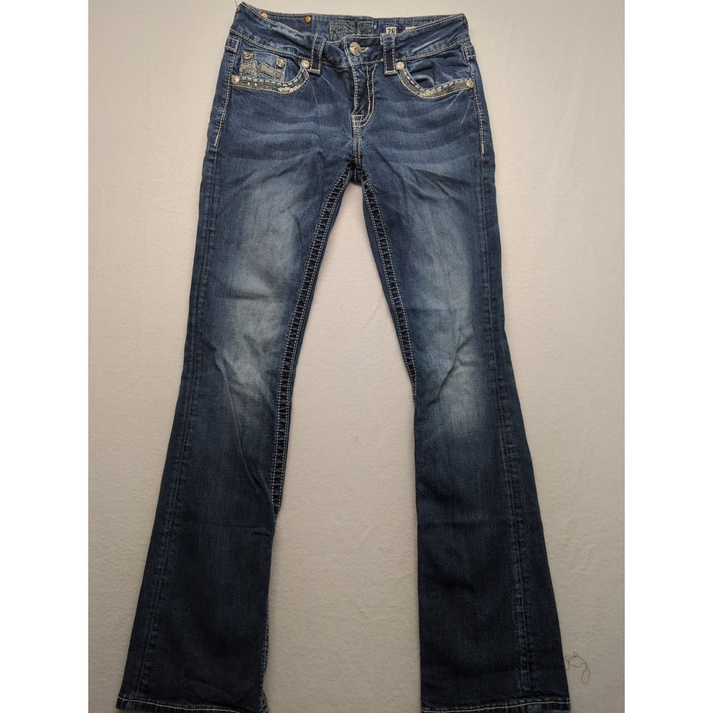 Miss Me Signature Boot Cut Jeans Women's Size 28x33 Embellished Blue Denim
